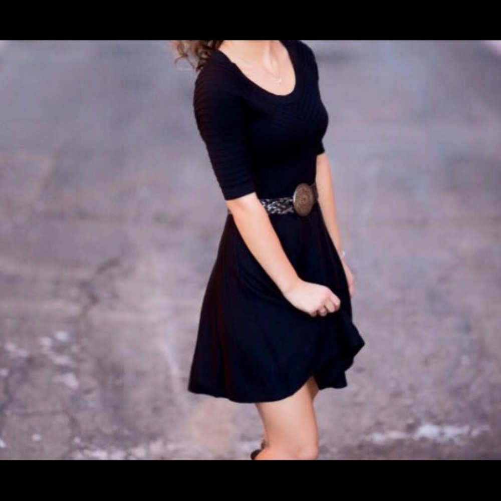 3/4 Sleeve Black Dress
